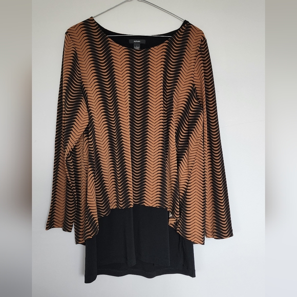 Alfani Tops - Alfani Tan Brown Rust Black Maternity Top Blouse